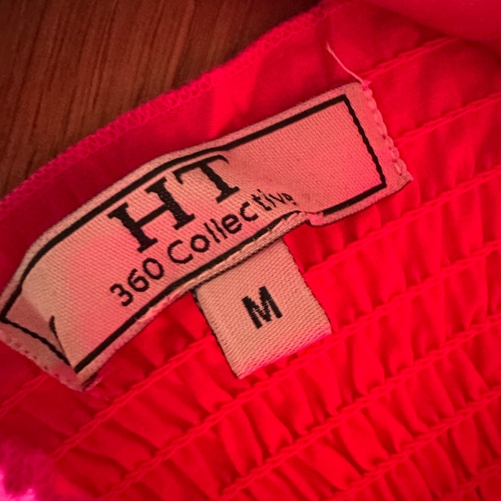 HT360 Collective Layered Ruffle Mini Skirt Fuchsia Smocked Waist Size M - Picture 5 of 9